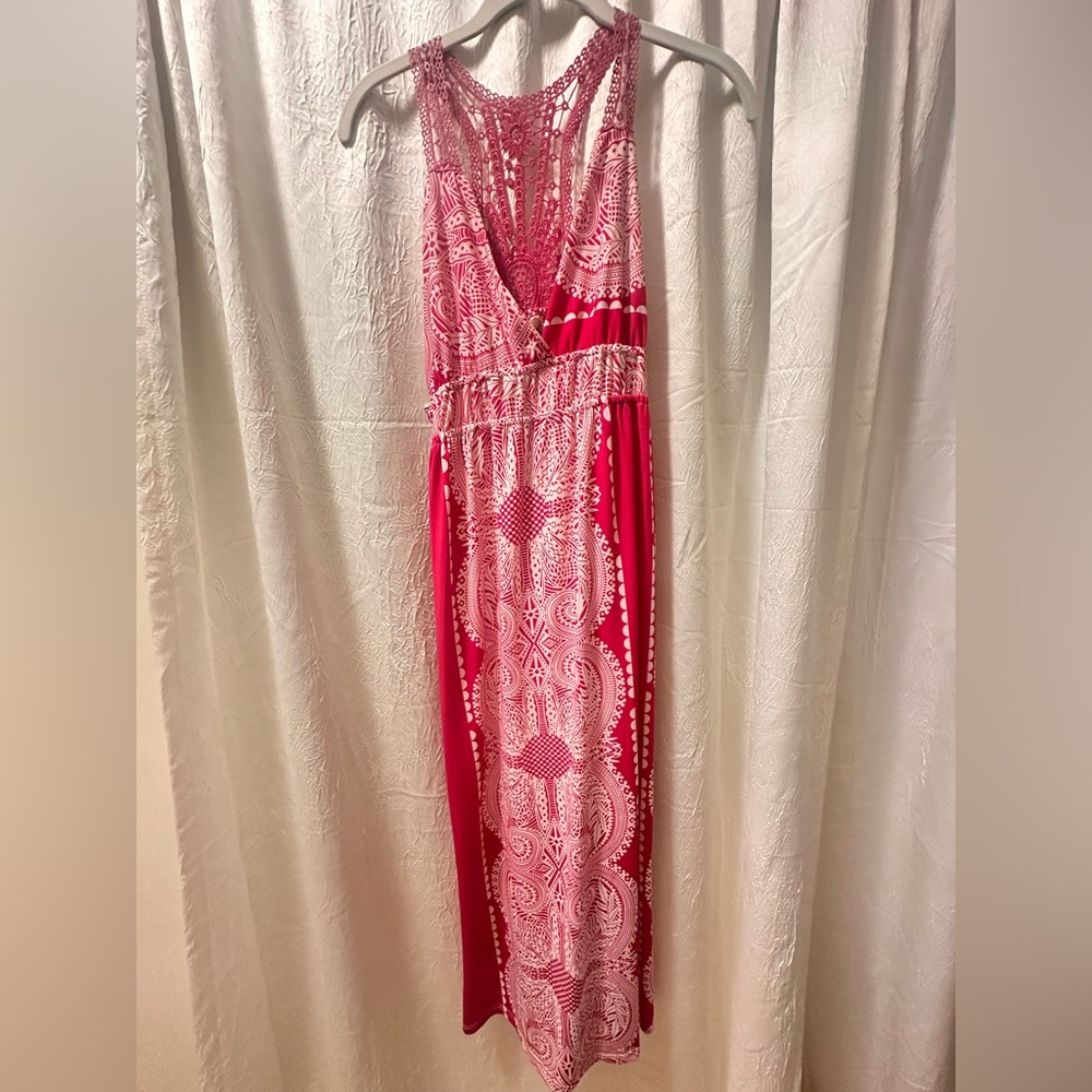 Pink and White Maxi Dress